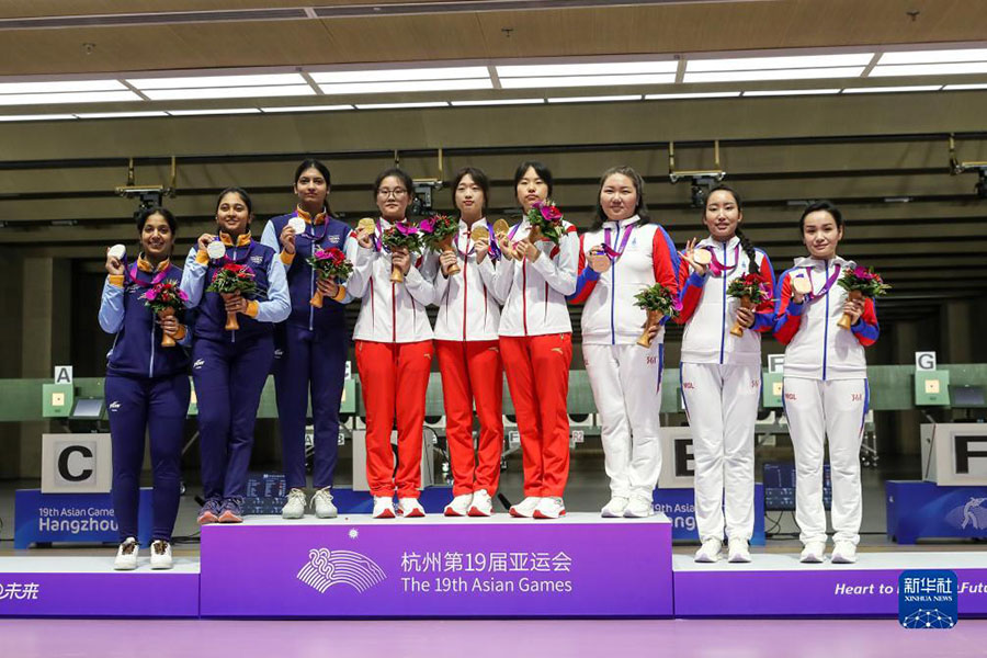 Азия ойындарында ?ытай ??рамасы ?йелдер арасында?ы 10 метрл?к пневматикалы? мылты? атудан алтын медаль же??п алды
