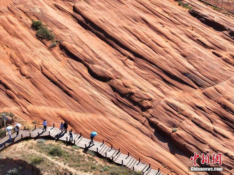 Цзинбиан, Шэньси: Сары топыра?ты ?ст?рттег? тол?ындар?а ??сайтын ??ызыл Дансия? жер бедер?