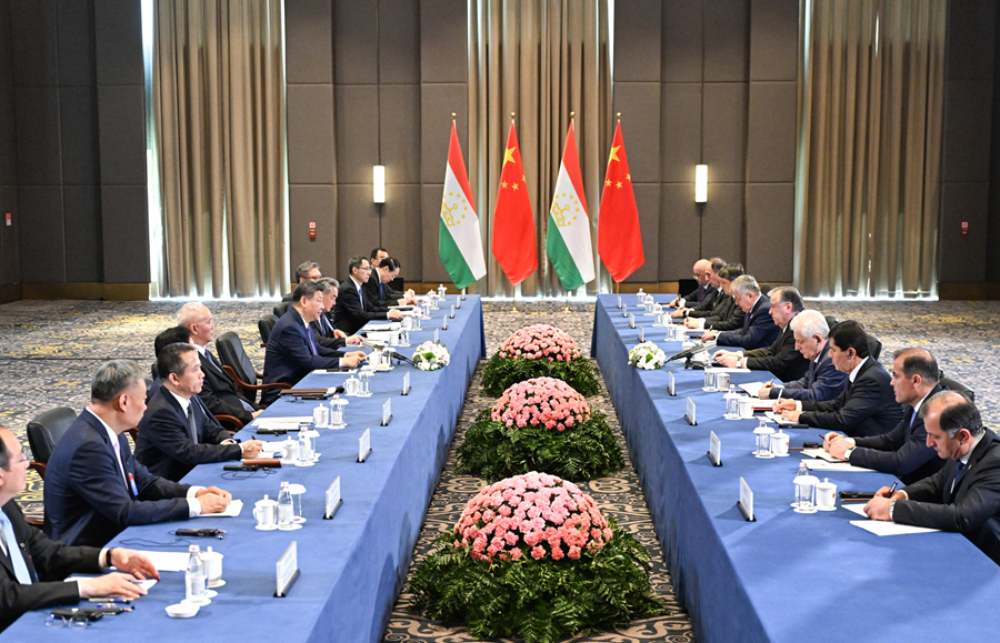 ?ХР Т?ра?асы Си Цзиньпин Т?ж?кстан Президент? Эмомали Рахмонмен кездест?